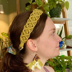 boho headband macrame, bohemian hair accessories, hippie headband, woven headband, boho gifts for women immagine 5