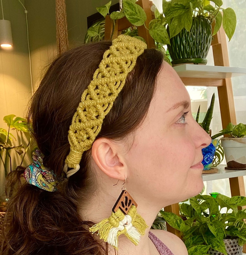boho headband macrame, bohemian hair accessories, hippie headband, woven headband, boho gifts for women immagine 5
