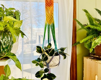 rainbow macrame plant hanger, Rainbow Planter, Pride gifts, pride month home decor, rainbow home decor, plant lover gifts, plant holder