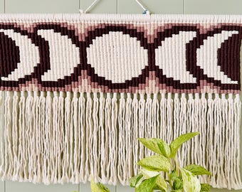 Handmade Bohemian Macrame Wall Hanging, Moon Phases Decor, Boho Wall Art, Moon Phase Tapestry, knotted wall art, Eco-Friendly Home Decor