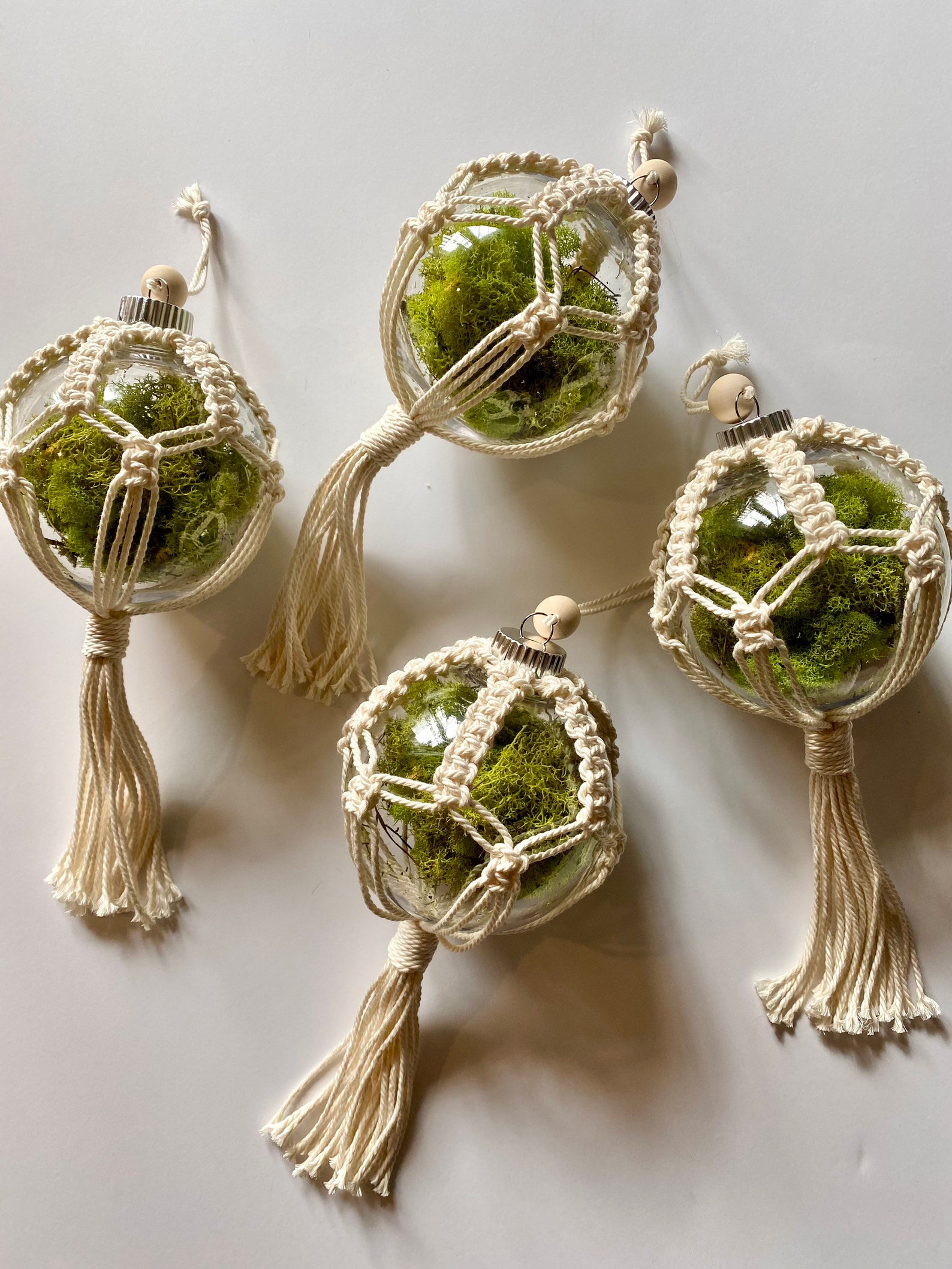 Macrame Christmas Ornament Macrame Ball Ornaments Macrame Etsy