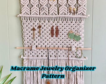 Schmuck Organizer Wandbehang Makramee Muster Digital Download, Boho Ohrring Display