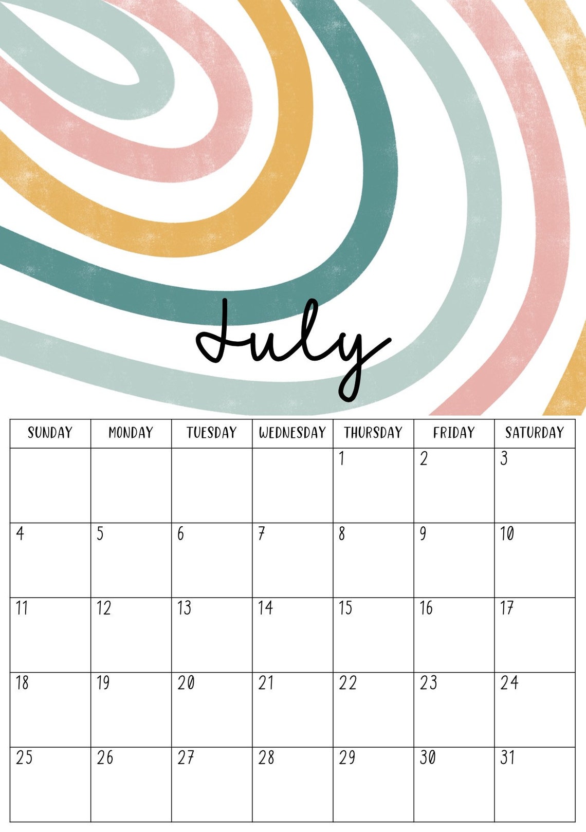 2021 Boho Calendar A4 or A4 DIGITAL DOWNLOAD | Etsy