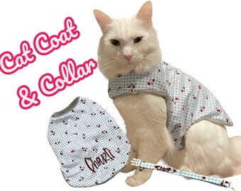 Custom Embroided Cat Coat & Collar Bundle