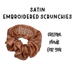 Satin Scrunchies, Satin Embroidered Scrunchies, Personalised Scrunchies