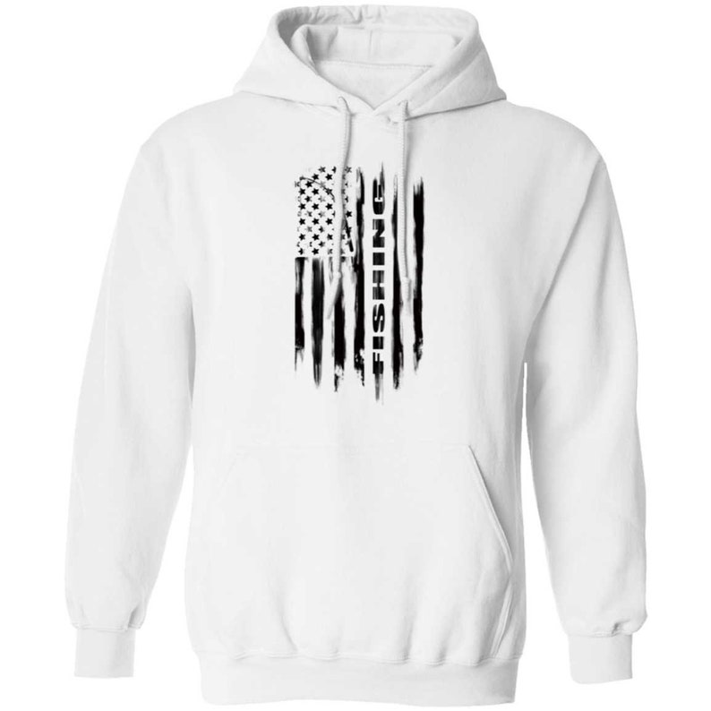 Fishing Saltwater Fresh Water Fish American Flag Pullover Hoodie