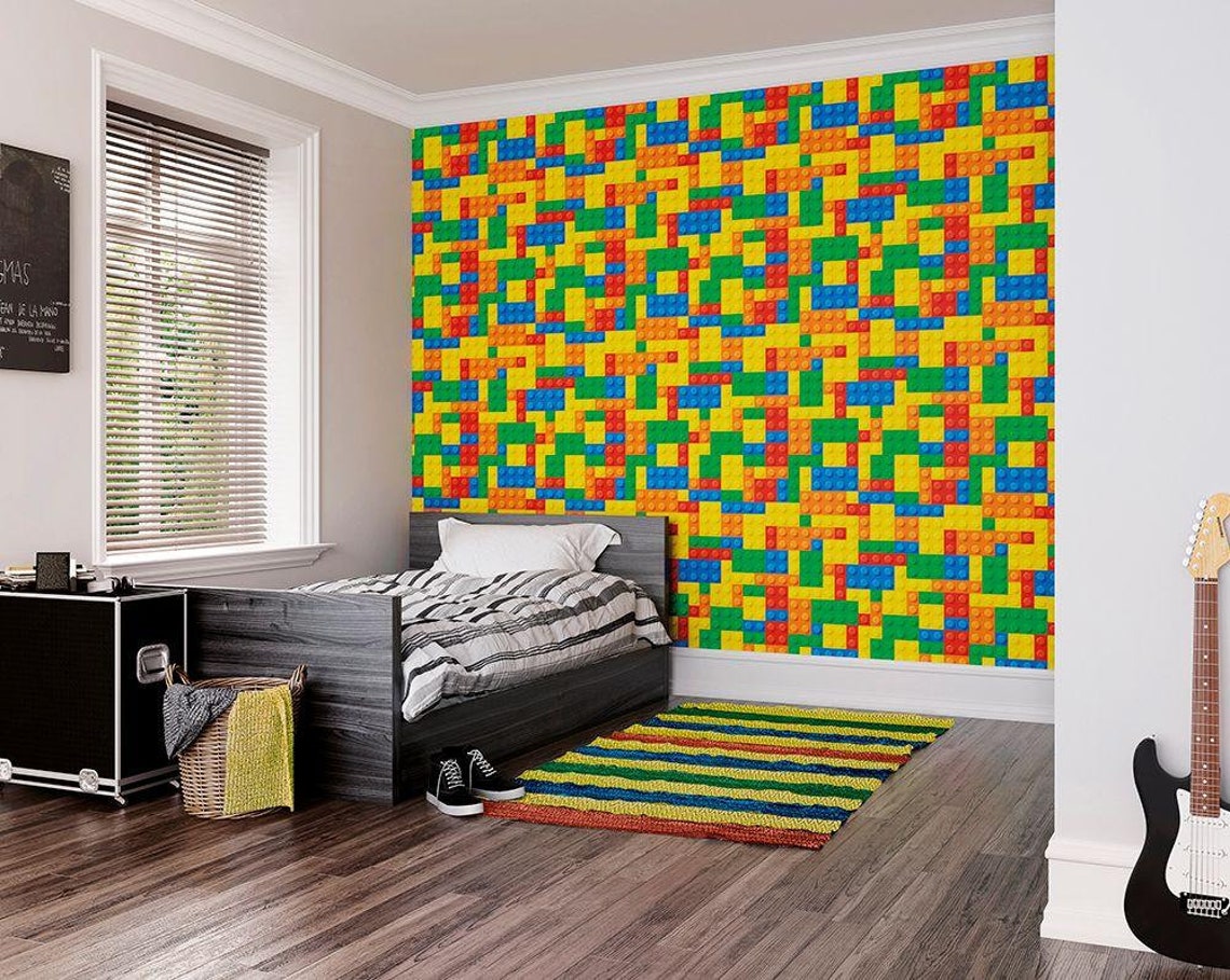 Block Brick Wall Mural Etsy