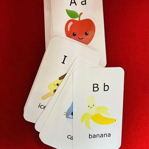 Alphabet Flash Cards A-Z Kids Toddlers Preschool Early Learning Resource Sen 