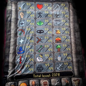 Runescape Max Stat (WITH SAILING) Throw Blanket (Highest Image Quality)