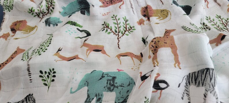 Sooki: Elephant Lion Jungle Animals Baby Blanket / Bamboo Cotton Infant ...