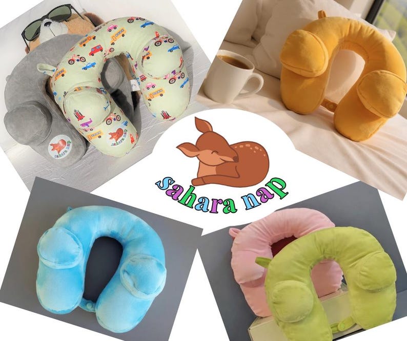 Sahara Nap Neck Pillow for Children / Child Car Pillow / Minky Soft Cushion / Travel Pillow / Plush / Kids Gifts / Carseat Accessory image 16