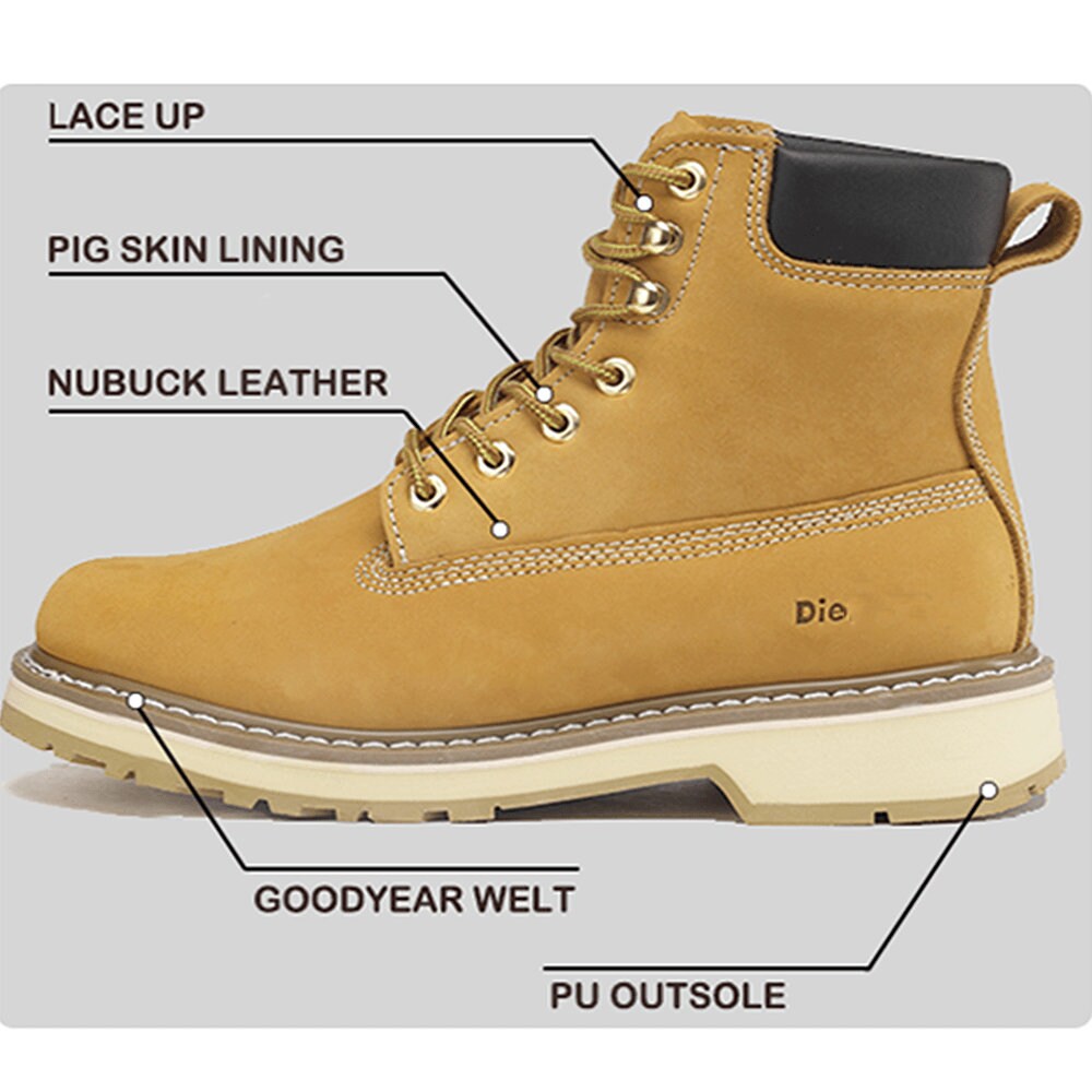 Diehard 84101 Men's Soft Toe Nubuck Leather Non-slip Work Boots 6 Wheat ...