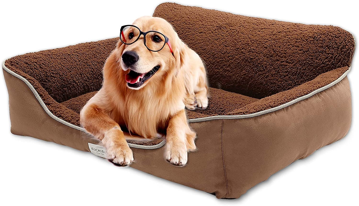 Euchirus Washable Extra Large Grey Dog Bed with Bolster
