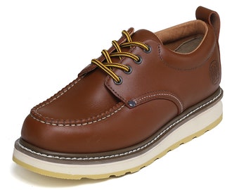 HANDPOINT 82994 Men's Soft Toe Leather Oxford Work Shoe - Brown