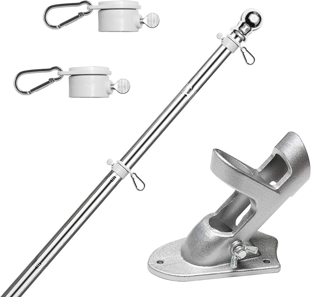 Flag Pole Kit 6 Ft,flag Pole With Bracket,heavy Stainless Steel Garden