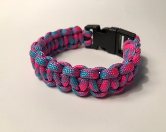 550 Paracord Bracelet - 80’s Blue and Pink