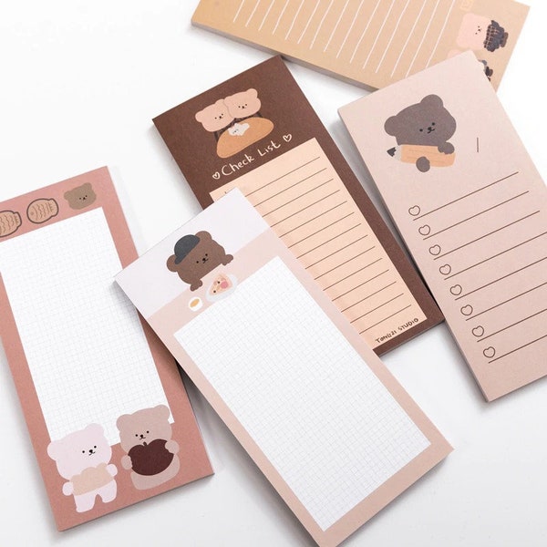 Cute Bear Notepads - Set of 50 Sheets