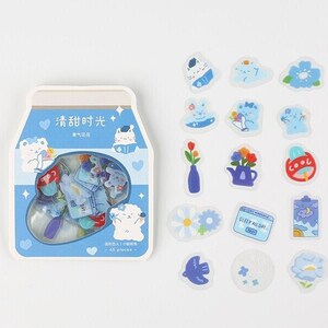 Cute Colorful Stickers Set of 45 Pieces Blue