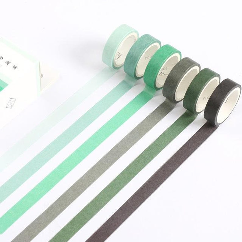Basic Color Scheme Washi Tape \u2013 Set of 6 Greens and Yellows