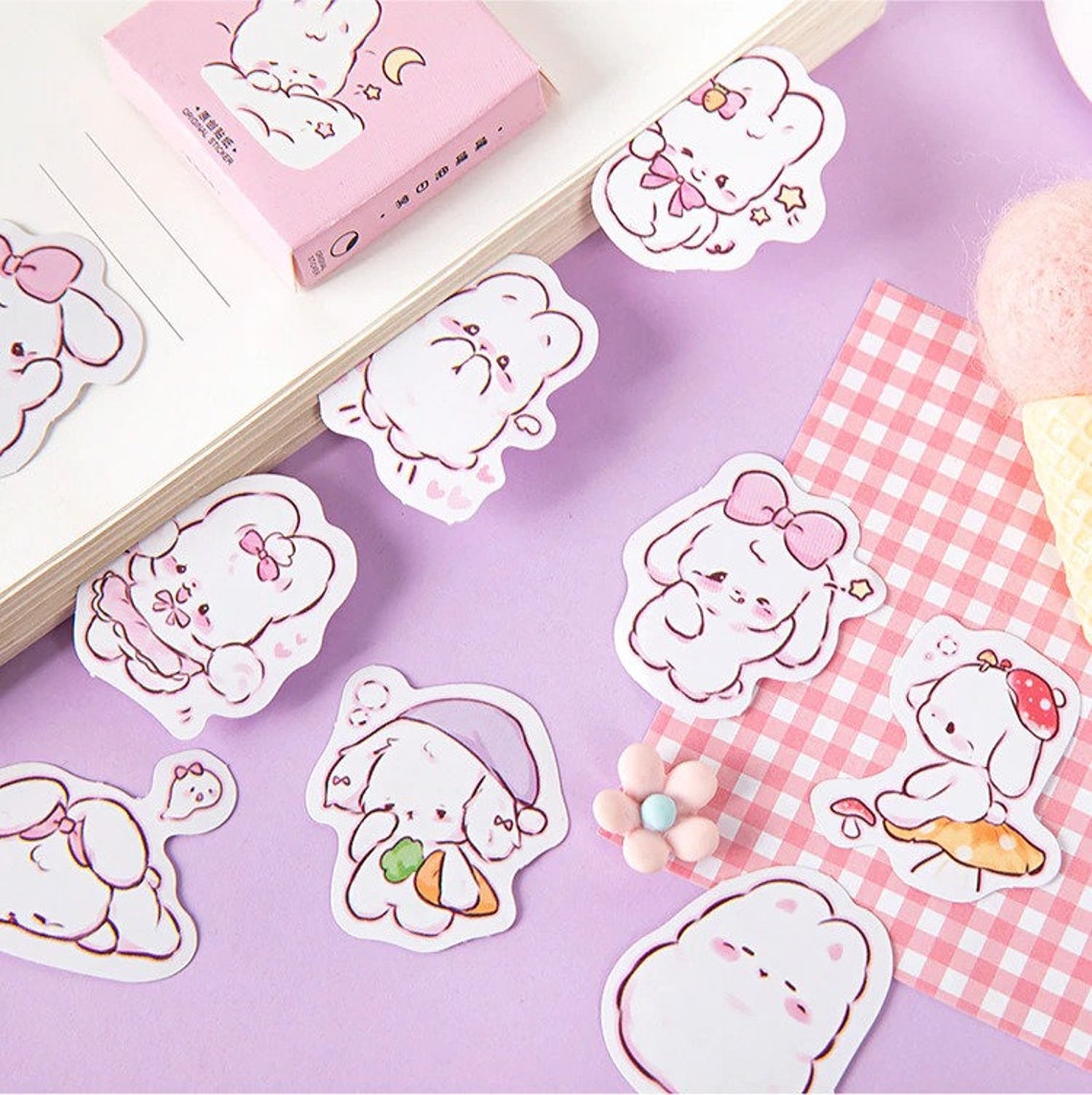 Cute Bunny Stickers Set of 45 Etsy UK