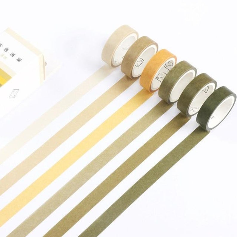 Basic Color Scheme Washi Tape \u2013 Set of 6 Greens and Yellows