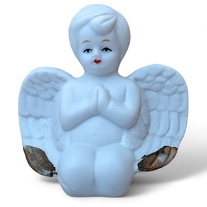 1 White Vintage Porcelain Praying Angel Figurine- Statue- Valentines Day