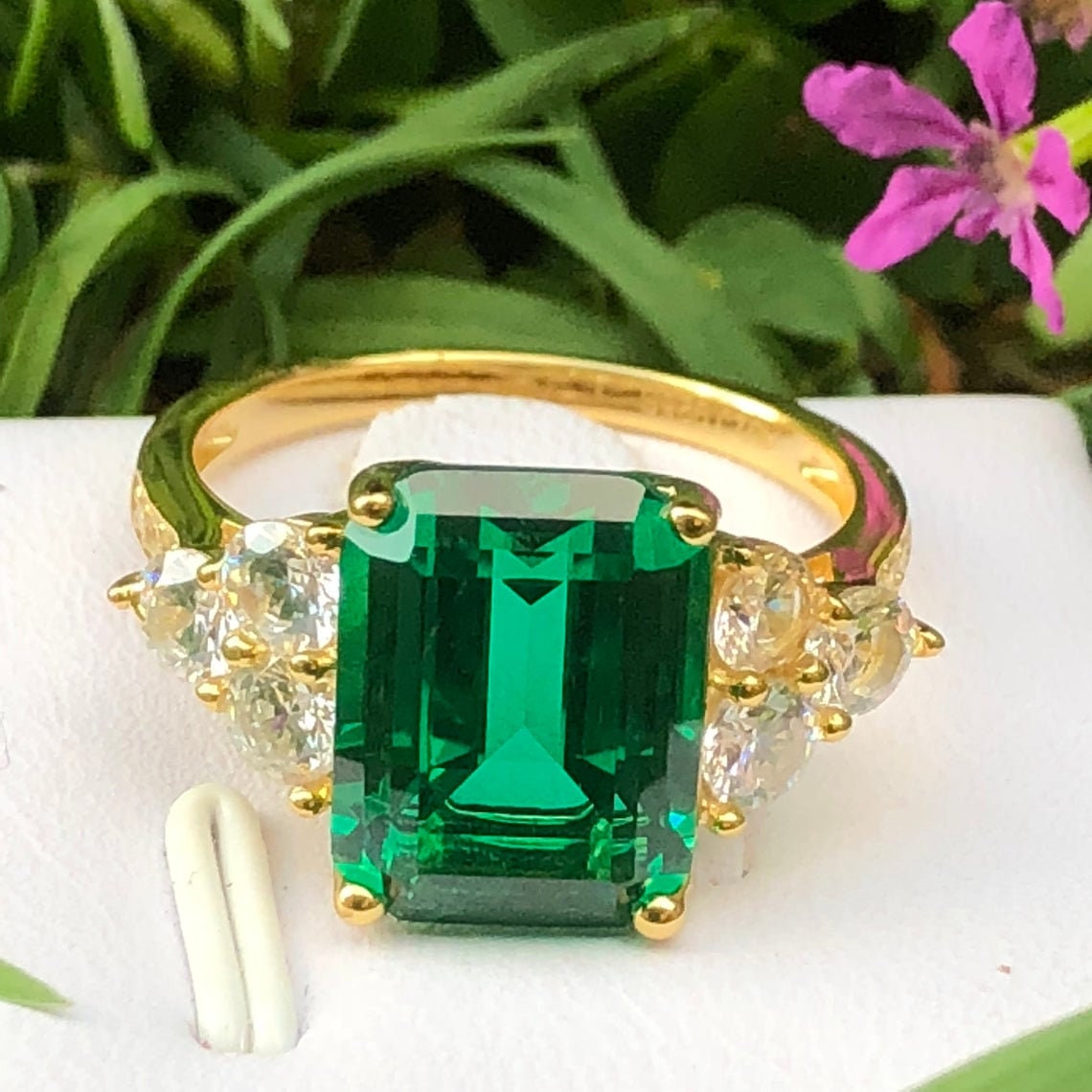Emerald Ring emerald cut simulated emerald engagement ring Etsy