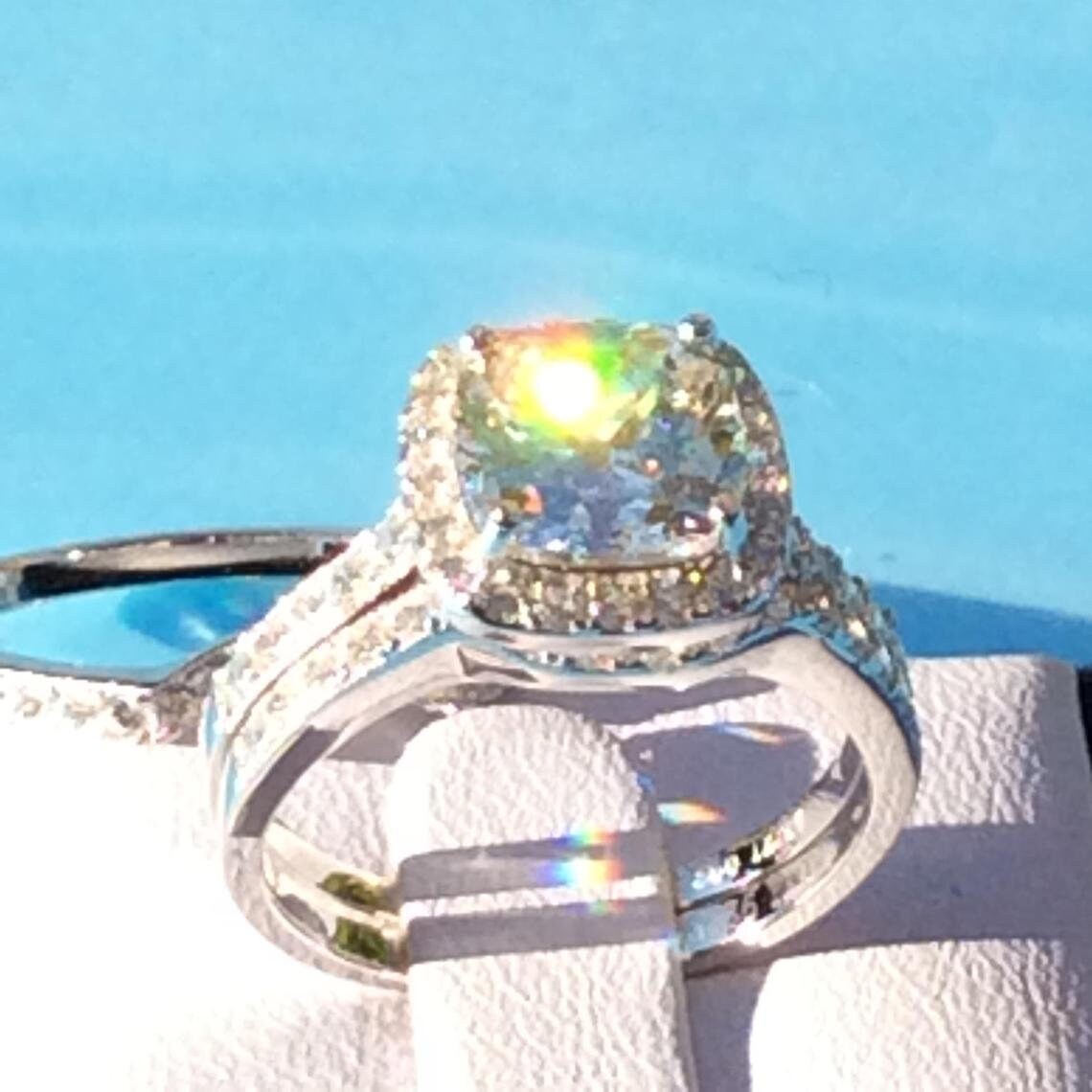 Wedding ring set cushion simulated diamond Ring engagement Etsy