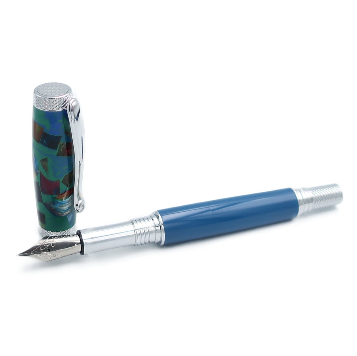 cyprus fountain pen sea mist mosaic and blue alumilite etsy
