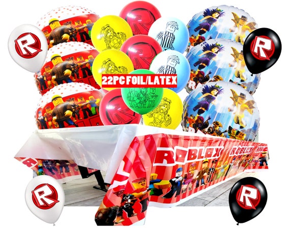 Select Roblox Table Cover Banner Balloon Cupcake Cake Topper Etsy - 22 pc roblox balloon set other set options roblox birthday etsy