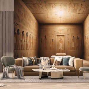 Egyptian Wall Mural: Transform Your Space with Stunning Ancient Temple Art & Hieroglyphic Decor for a Timeless, Mystical Vibe