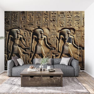 Temple Style Mural - Ancient Egypt Wall Mural for Home & Office Decor - Unique Historical Wall Art for Interior Design