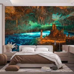 Dragon Caves Lake on Majorca Mural Wallpaper - Vibrant Digitally Printed Non-Woven Design