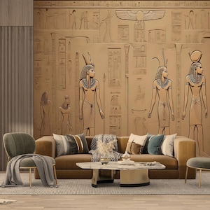 Egyptian Pharaoh Wallpaper Mural: Ancient Hieroglyphic Wall Art