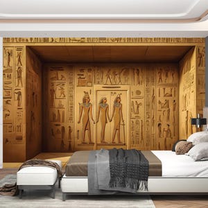 Egyptian Wall Mural: Stunning Hieroglyphic Art for Unique 3D Decor Inspired by Ancient Tombs