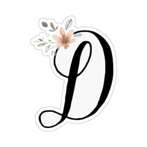 Frühling Blume Buchstabe 'D' Vinyl Aufkleber | Buchstaben-Monogramm-| Beste Freundin Geschenk | Namensgeschenk | Vinyl Laptop Aufkleber Aufkleber