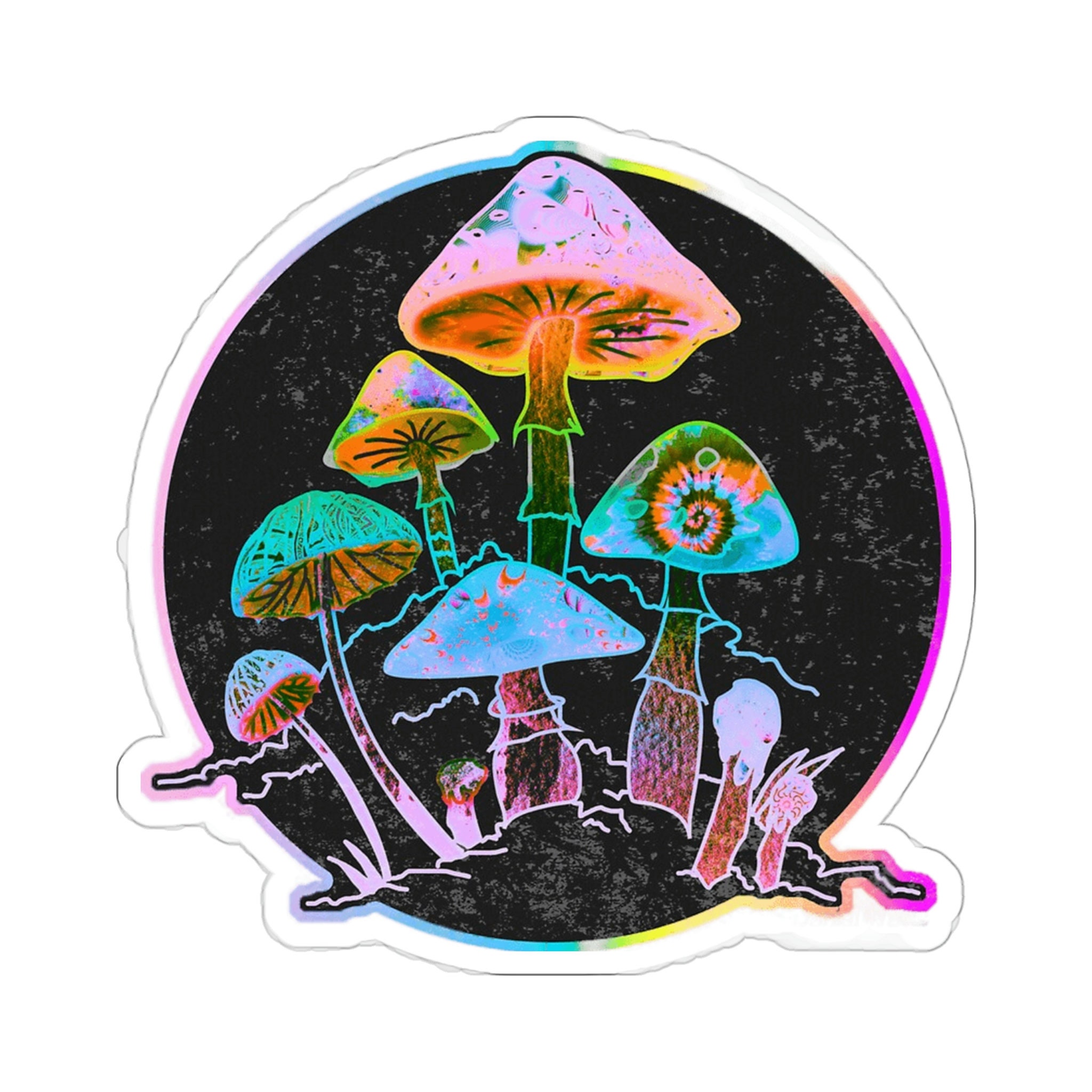 Peace Mushroom Psychedelic Mini Vinyl Sticker - Laptop / Tablet Decal
