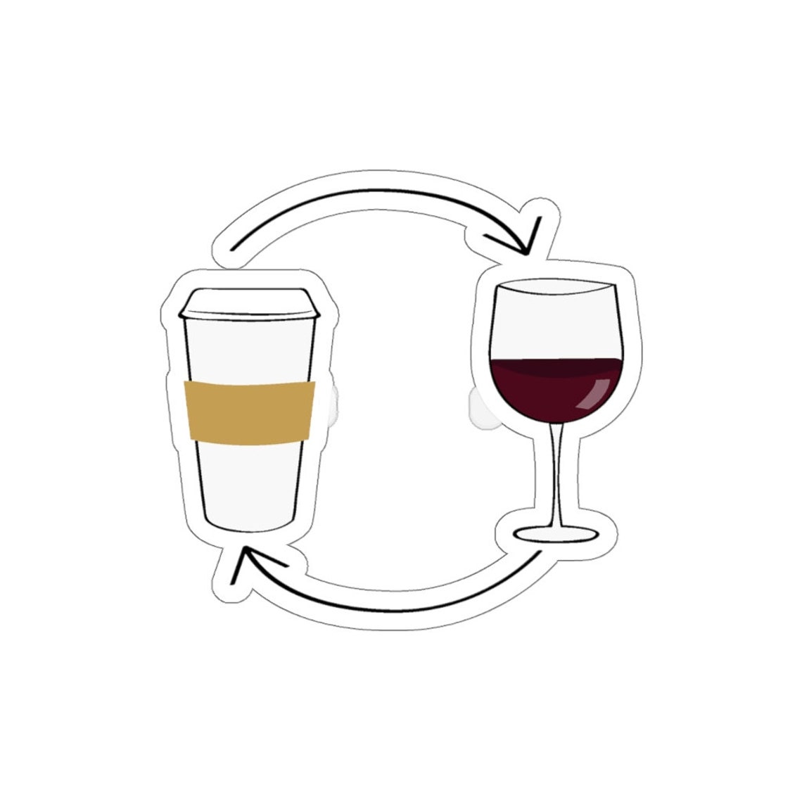 Coffee to Wine Sticker Red Wine Sticker Coffee Sticker Etsy