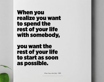 When Harry Met Sally Quote, Printable Wall Art, Minimalist Typography Poster, Black & White Quote,  2 Poster Set