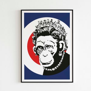 Banksy - Monkey Queen Poster, Banksy Graffiti, Wall Decor, Printable Digital Download