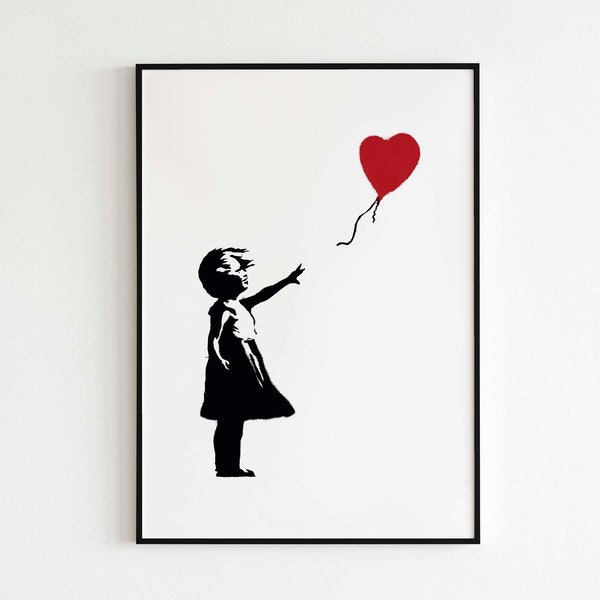 Banksy - Red Balloon Girl Poster, Banksy Graffiti, Wall Decor, Printable Digital Download