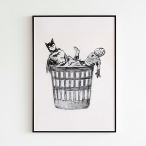 Banksy - Game Changer Hospital Superheros Poster, Banksy Graffiti, Wall Decor, Digital Download