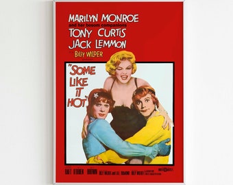 Some Like It Hot, Marilyn Monroe Old Movie Poster, Printable Digital Download Wall Art, Home & Office Decor