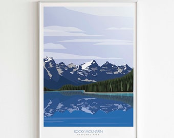 Rocky Mountain National Park Poster, National Park Print, National Park Art, Minimalist Design Travel Poster
