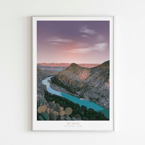 Big Bends National Park Poster, National Park Print, National Park Art, Minimalist Design Travel Poster