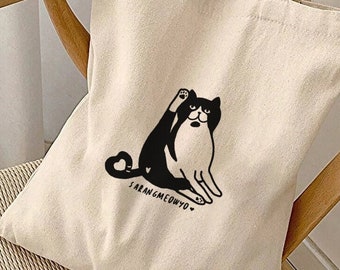 Sarangmeowyo Tote Bag | Saranghaeyo | Kdrama Themed Gift | Gift for K-Drama Cat lover | Kdrama Merch | Gift for Kdrama Addict