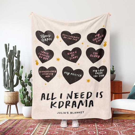 Kdrama Blanket Personalized | All I Need is Kdrama Blanket Custom Kdrama Blanket Gift for Kdrama Fans Kdrama Gift