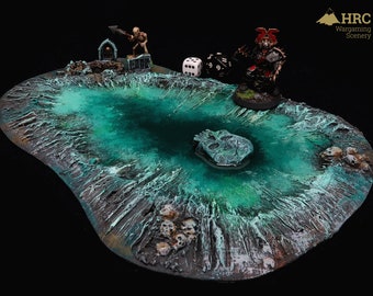 Haunted Lake - painted pond, marshes, flocked wargaming terrain, scenery for RPG and war games - Warhammer, KoW, LotR, Hobbit, DnD, 40k