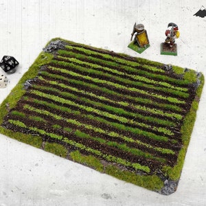 Wargaming Crops Field - painted, flocked farmland, wargaming terrain, scenery for RPG and war games - Warhammer, Bolt Action, Hobbit, D&D