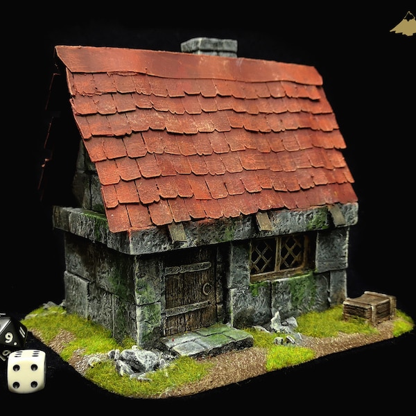 Stone House: terreno de juego de guerra pintado y flocado, escenario para juegos de rol y de guerra - Warhammer, KoW, LotR, Hobbit, D&D